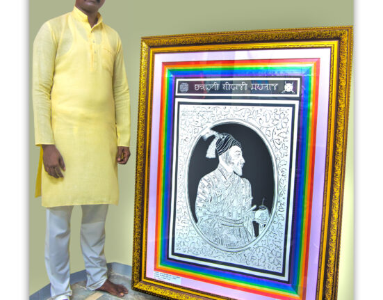 LARGEST PORTRAIT PAPER CUT ART OF CHHATRAPATI SHIVAJI MAHARAJ