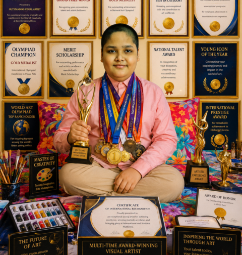 Maximum Recognitions In Prestigious National And International Competitions & Olympiads Earned By Youngest Visual Artist World Record