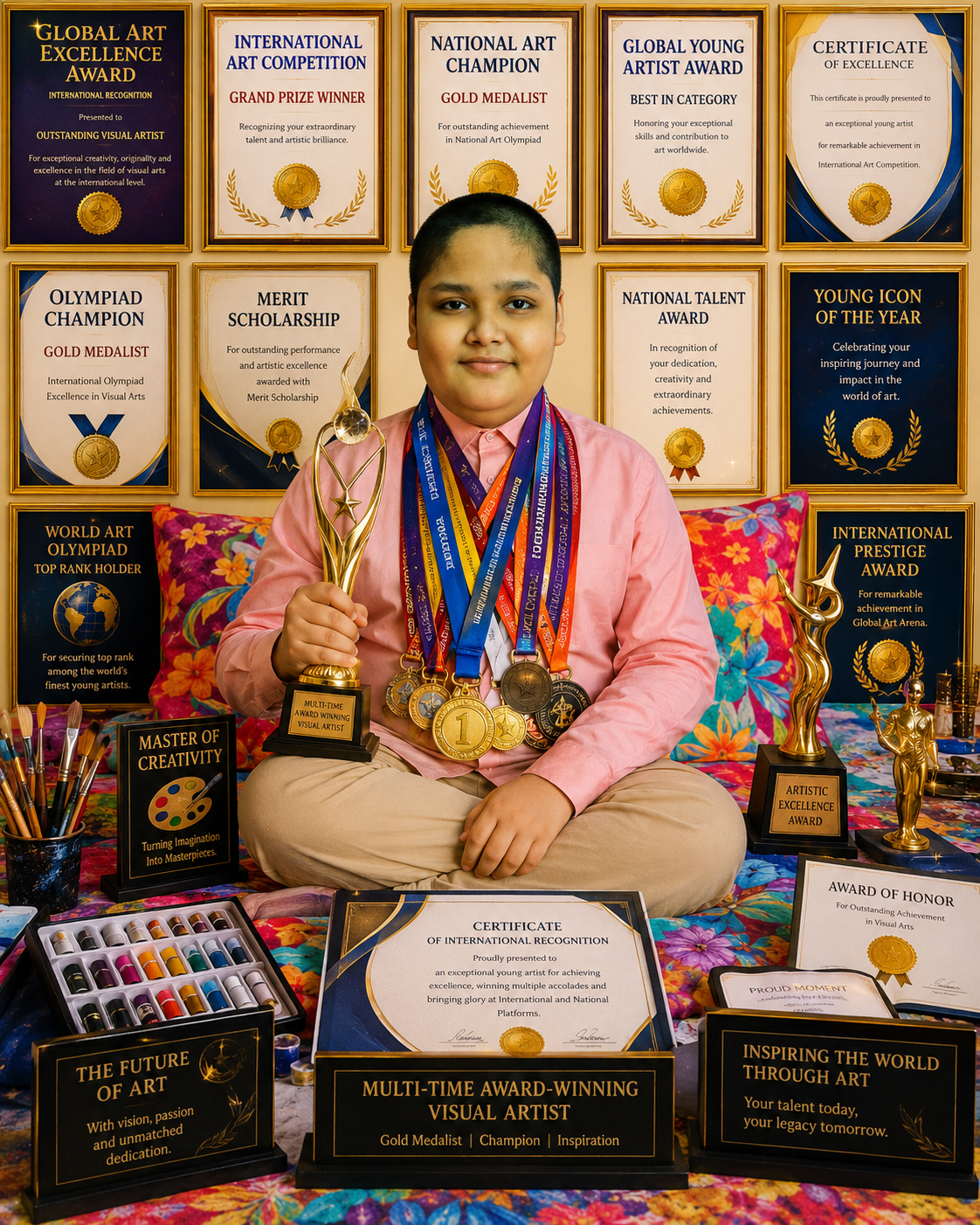 Maximum Recognitions In Prestigious National And International Competitions & Olympiads Earned By Youngest Visual Artist World Record